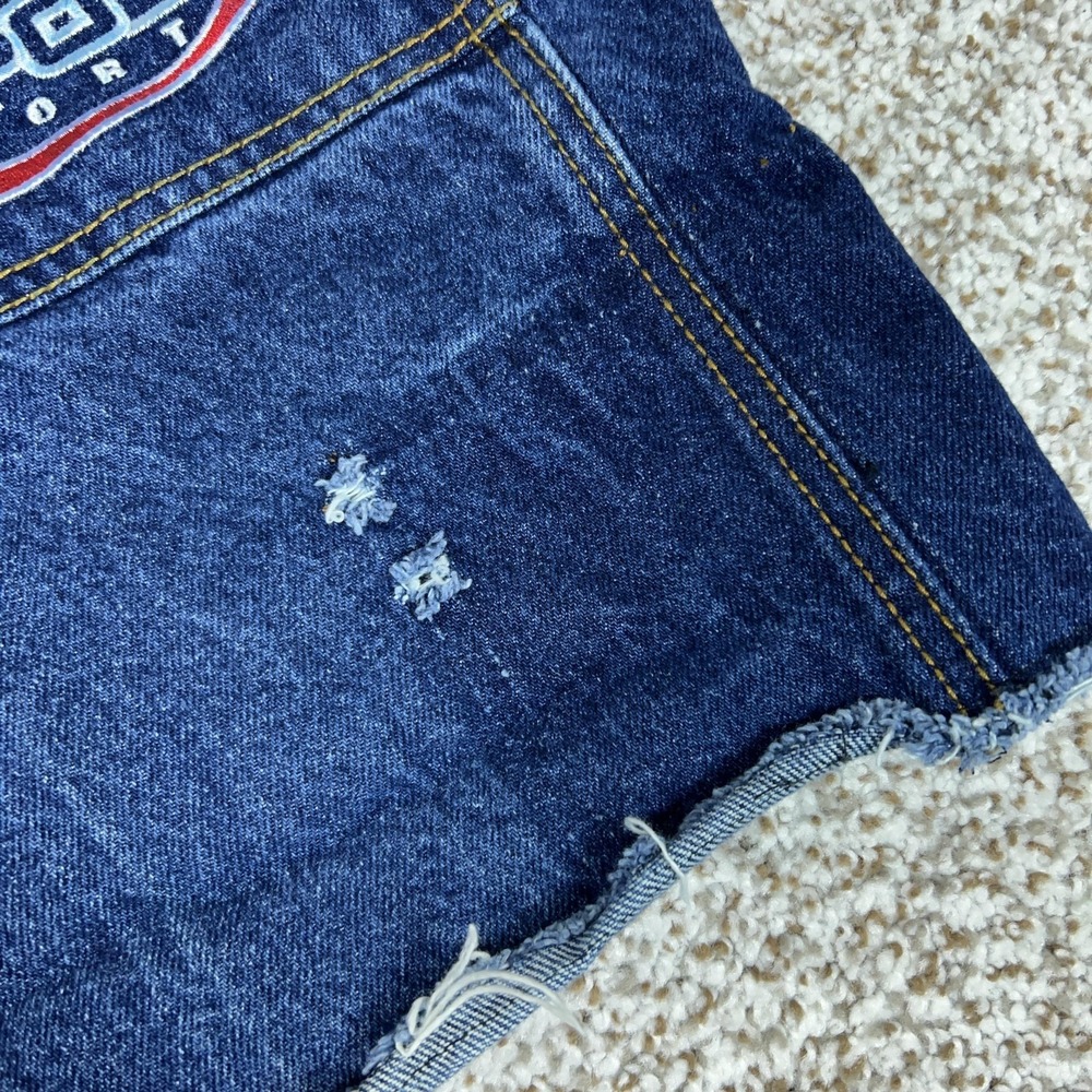 Vintage Southpole Shorts Mens 30 Blue Denim Jorts Embroidered Baggy Y2K Hip Hop - Picture 9 of 12